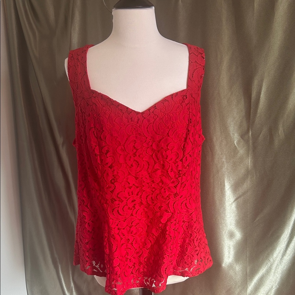 Lane Bryant Vibrant Red Lace Top